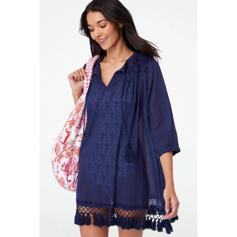 Roller Rabbit Lucknow Serafina‎ tunic size M navy swimsuit coverup